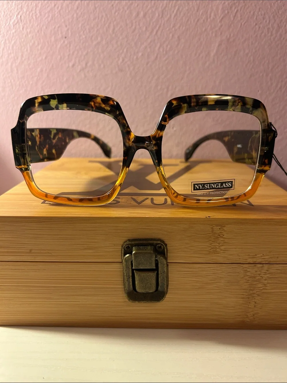 Gradient Tortoiseshell Square Eyeglasses- Brown/Yellow